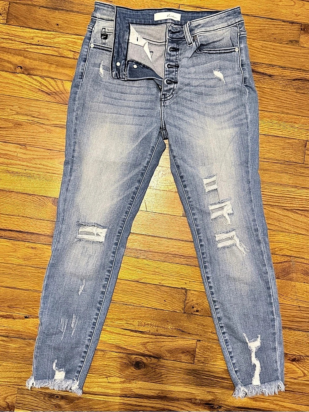 KanCan Skinny Jeans Distressed Blue Waist 11